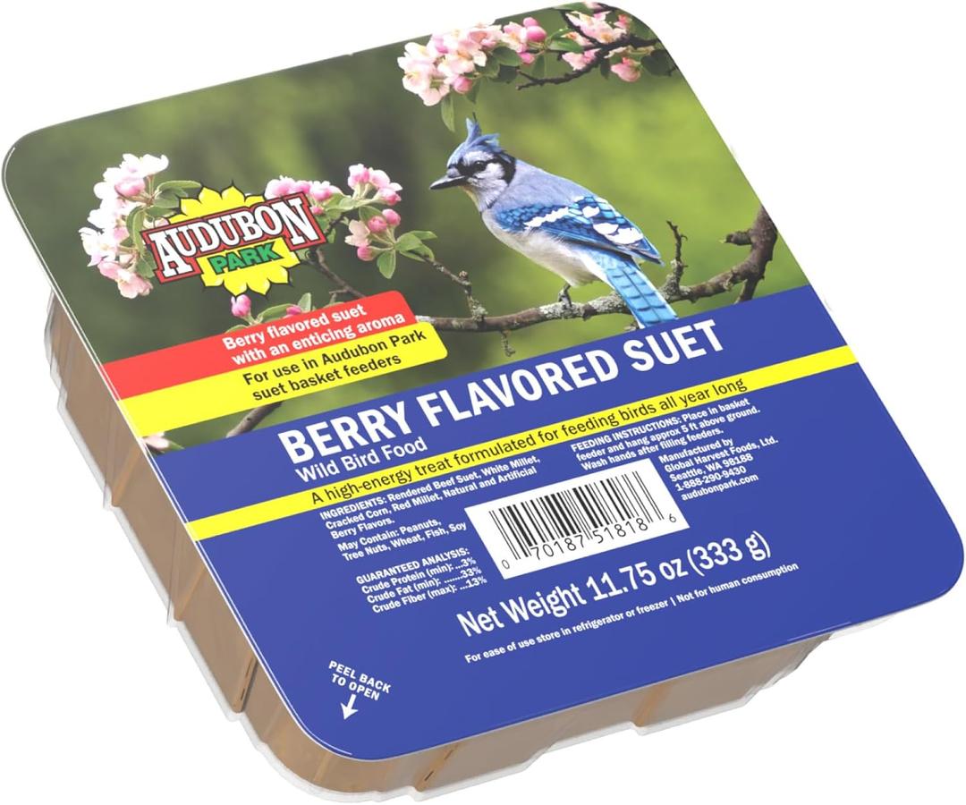 Audubon Park 13066 Berry Treat Suet Cake Wild Bird Food, 11.75-Ounces, Pack of 2 