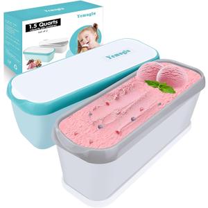 Ice Cream Containers for Homemade Ice Cream, 1.5 Quart Ea. Set of 2 Reusable for Homemade Sorbet, Frozen Yogurt Or Gelato - Stackable Storage Containers, BPA-Free And Lids Stores Easily In Freezer (mint green)