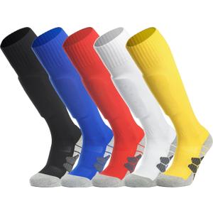 APTESOL Knee High Soccer Socks (1/3/5 Pair) Team Sport Cushion Athletic Socks for Kids Youth Adult (Small)