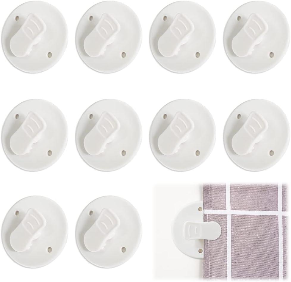 10 Pack Shower Splash Clips for Curtain, Self Adhesive Shower Curtain Clips, Guard Splash Curtain Clips,Windproof Stop Protect Clips Clamp (5.5 cm/2.2 inches)