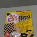 Regal Games - Reversible Wooden Board for Chess, Checkers & Tic-Tac-Toe - 24 Interlocking Wooden Checkers and 32 Standard Chess Pieces - for Age 8 to Adult for Family Fun (10.5 Inch - Reversible)