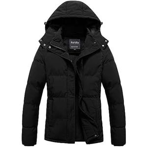 Pursky Women's Warm Winter Thicken Coat Waterproof Cropped Jackets Parka With Removable Hood Size S