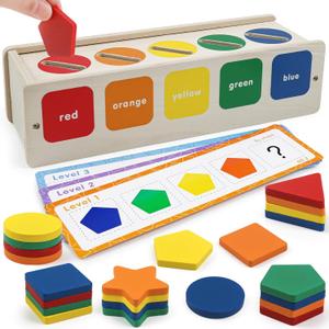Wooden Sorting Toy Montessori Color & Shape Sorter Class Activity Toddlers Fine Motor Game Teaching Tool for Colors and Shapes Recognition, Birthday Gifts for Boys and Girls