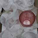 Darlion 6 Pack Pink Glassware Drinking, 12oz Highball Embossed Beverage Glass Cup, Vintage Drinking Glasses, Colored Water Glasses for Party Wedding Home Office and Gift