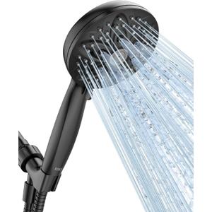 JDO Shower Head with Handheld, High Pressure Handheld 6 Settings, Detachable Shower Head Set with Stainless Steel Hose and Shower Bracket (Matte Black)