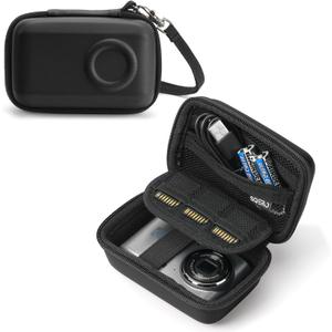 Digital Camera Case for KODAK PIXPRO FZ45 FZ55 & CAMKORY 1080P - Compact Travel Bag with 3 SD Card Slots, Small Lightweight Pouch, Cute Gifts for Adults Kids (black)