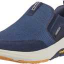 Skechers Men's Go Walk Outdoor-Athletic Slip-on Trail Hiking Shoes with Air Cooled Memory Foam Sneaker (12.5, Navy/Yellow)