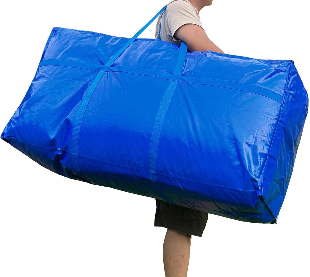 66 Gallon Extra Large Storage Bags, Huge Moving Bags Heavy Duty with Zipper and Stronger Handles, Big Foldable Duffle Bag for Travel - Waterproof Material Protects from Dust and Moisture - Storage (250L, 1 Pack, Blue)