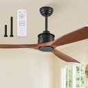 52" Ceiling Fans Without Lights, Flush Mount Ceiling Fan with Remote Control,Modern Outdoor Ceiling Fans with 2 Downrods 6-Speeds Reversible DC Motor for Patio Bedroom Living Room (Walnut)