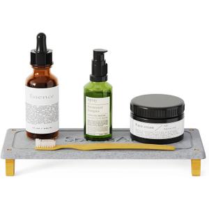 SpaceAid DryingNeat Sink Organizer, Instant Dry Sink Caddy Organizers, Kitchen Sponge Soap Holder Dispenser, Countertop Fast Drying Rack (Bamboo Feet, Gray)