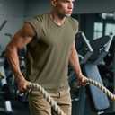 Mens Gym Tank Tops Sleeveless Shirts Cut Off Quick Dry Muscle Shirt Running Beach Loose Fit Tee (Small, Green)