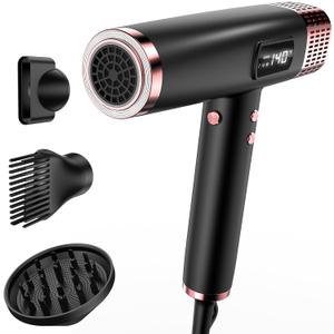 Dual Voltage Ionic Hair Dryer with Diffuser - 1875W High-Speed Blow Dryer for Women, Fast Drying, No Heat Damage, Low Noise, Lightweight, European Travel 110V-120V/220V-240V, Gifts for Women