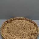 Round Woven Hyacinth Serving Tray with Handles Rattan Decorative Storage Basket for Fruit Arts Crafts Breakfast Coffee Table Dining, 1.97 x 21.65 Inches