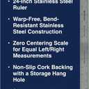 Westcott Stainless Steel Ruler, Zero-Center Scale with Non-Slip Cork Backing, Back-to-School, School Supplies, Classroom Supplies, 24-Inch