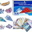 Paper Airplane Kits with 16 Classic Designs, 32 Sheets of Colorful Origami Paper, World Record Paper Planes, Airplane Gifts for Boys and Girls Ages 6-12+ (Digital Manual Only, Fun and Easy to Fold) (Red)