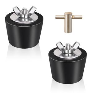 Vizava 2 Pack Rubber Pool Winter Plugs with One T-Handle 1.25"– 1.5" Pool Winterizing Plugs with Stainless Steel Screws Pool Return Jet Plug for Inground & Above Ground Pools