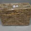 Wicker Waste Basket, Water Hyacinth Hand Woven Trash Can with Handles, Garbage Can for Bathroom, Bedroom, Living Room and Office, 1-Pack