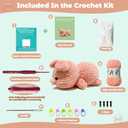 JueRum Pig Beginner Crochet Kits for Adult,Amigurumi Crochet Kit with Step-by-Step Video Tutorials, Learn to Crochet Pig Animals Knitting Kit for Adult