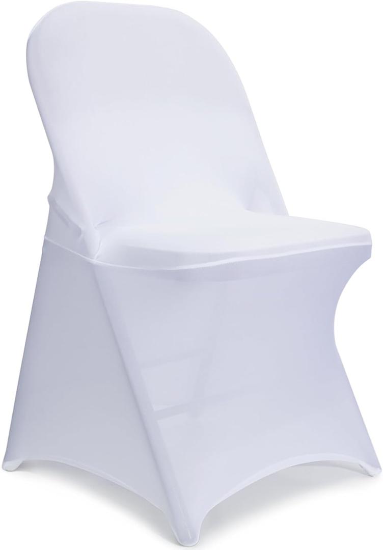 LEBENGURU Stretch Spandex Folding Chair Covers 30PCS, Universal Elastic Fitted Chair Cover Protector for Wedding, Party, Banquet, Holidays, Celebration, Decoration (White)