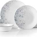 Corelle Vitrelle 18-Piece Service for 6 Dinnerware Set Triple Layer Glass and Chip Resistant, Lightweight Round Plates and Bowls Set, Indigo Speckle