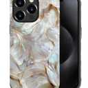 CARLOCA Case for iPhone 15 Pro,White Gold Abalone Shell Design - Hybrid Dual Protection Soft TPU + Hard PC, Shockproof Anti-Scratch Cover Men Women Girl Stylish Phone Case