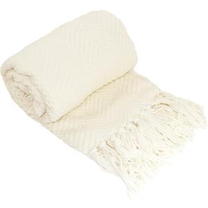 Home Soft Things White Throw Blanket Knitted Tweed Throw 50'' x 60'', Antique White, Super Soft Cozy Warm Comfortable Breathable Throw for Living Room Chair Couch Bed Sofa Bedroom Home Dcor
