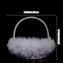2PCS Wedding Flower Girl Baskets,Cute Handle Flower Girl Basket White Flower Basket for Wedding Decoration (Lace)