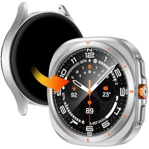 LETOID for Samsung Galaxy Watch 7 Screen Protector Case 44mm [Looks Like Galaxy Watch Ultra] Rugged Protective Face Cover 44 mm with Built-in 9H Tempered Glass Film Accessories for Watch7 - Silver
