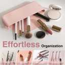 Silicone Makeup Brush Holder And Beauty Sponge Case, Travel Makeup Brush Case With Magnetic Closure, Makeup Sponge Holder 2 In 1 Stand Storage For Quick Drying Khaki