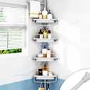 ALLZONE Rustproof Shower Caddy Corner for Bathroom,Bathtub Storage Organizer for Shampoo Accessories,4-Tier Adjustable Shelves with Tension Pole, 34 to 116 Inch, Grey