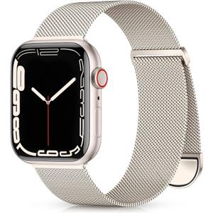 Zedoli Metal Band Compatible with Apple Watch Band 40mm 38mm 41mm 45mm 44mm 42mm 46mm for Women Men, Stainless Steel Milanese Mesh Loop Magnetic Wristbands for iWatch Series 11 10 9 8 7 6 5 4 3 2 1 SE (Starlight)