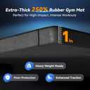 SUPERJARE 1" Extra-Thick Rubber Top Exercise Mat, Puzzle Gym Flooring for Home Gym, Gym Mat for Workout Equipment, Interlocking Floor Tiles with EVA Foam, 12 Pcs 48 Sq Ft, Black/Grey