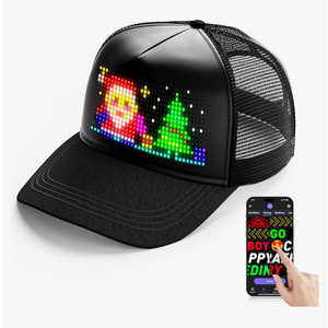 LED Hats,LED Display Screen Baseball Caps with Bluetooth APP Control Customizable Animations Text USB 5V LED Music Note Smart Cap for Christmas & Halloween Parties