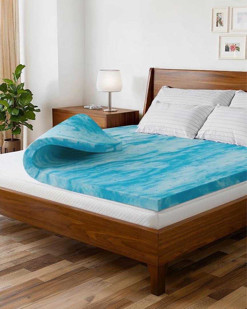 Super Soft Memory Foam Mattress Topper King Size - 2 Inch Breathable Gel Infused Memory Foam - Plush Feel Ventilated Mattress Pad - Pressure, Comfort & Pain Relief Bed Topper - CertiPUR-US & Oeko-Tex