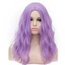 BUFASHION 18" Long Wavy Curly Light Purple Synthetic Wig for Women Girls Cosplay Wig Halloween Costume Wig with Wig Cap(Light Purple)