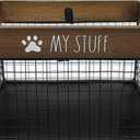 Rae Dunn Pet Toy Storage Bin - Metal and Wood Organizer for Dog Toys, Treats, Leashes - Cat Toy Basket Container - Dark Wood