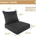 Outdoor Chair Cushions for Patio Furniture,25x25x5 Replacement Couch Cushion Set for Wicker Glider Rocking Chairs Loveseat Sectional Sofa,Thick Out Door Chair Pad Weather Fade Resistant,Black