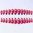 Medium Press on Nails Almond Fake Nails Heart with Glitter Design Red False Nails Acrylic Full Cover Artificial Nails Glossy Stick on Nail for Women Manicure Art 24Pcs