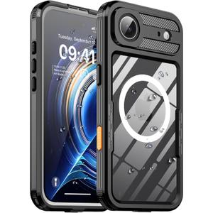 Ezanmull for iPhone Air Waterproof Case, with Built-in Screen Protector Dustproof Shockproof [Compatible with MagSafe] Full Body Underwater Protective Phone Cover for iPhone Air 6.5" (Black)