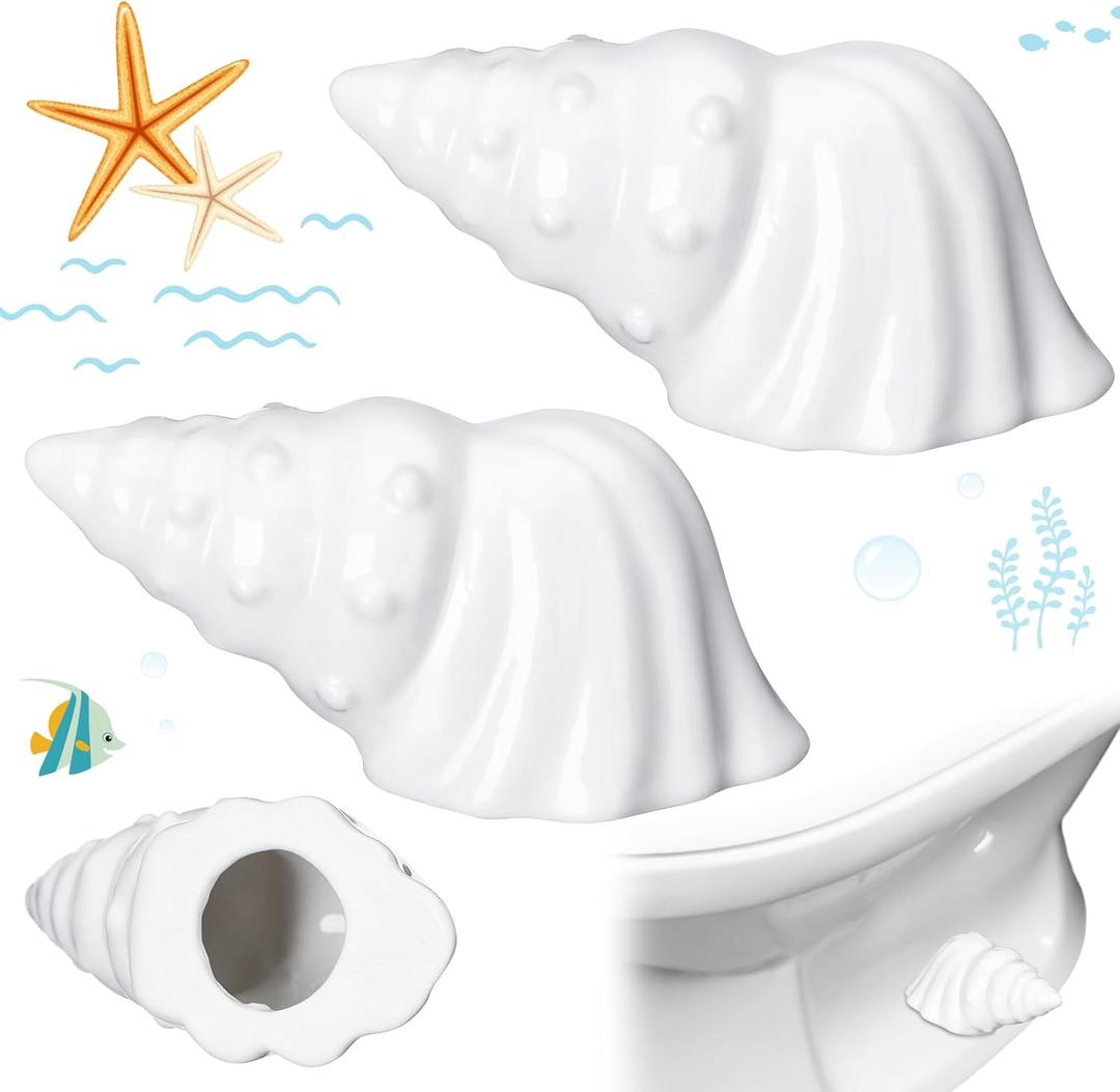 2 Pack Toilet Bolt Caps Decorative Toilet Bolt Screw Covers Ceramic Cute Bathroom Decor Fun Themed Gadgets Bathroom Replacement Parts (White)