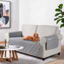 TAOCOCO Waterproof Loveseat Covers for Pets Dogs with Non Slip Backing, Sofa Seat Covers with Pocket for 2 Cushion Couch Washable Dog Couch Cover Protector Sofa Slipcovers(Loveseat Plus, Light Gray)