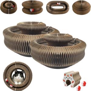 2 Pack Upgraded Kitty Kurlz Cat Scratcher, Magnetic Multi Shape Interactive Twisty Paws Cat Toy, Cat Scratcher with Play Ball for Indoor Cats