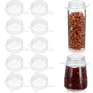 10 Pcs Extra Small Silicone Stretch Lids, 2 Inch Same Size Sturdy Reusable Silicone Stretch Lids Jar Cover Sealed Food Storage Covers to Fit 2 In to 2.4 In Small Yogurt Jars Milk Bottles Cans