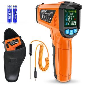 MESTEK Infrared Thermometer Gun, Non Contact Digital Laser Thermometer Temperature Gun with Color LCD for Cooking, Home Repairs, Humidity Measurement, Adjustable Emissivity -58F to 1472F(-50~800C)