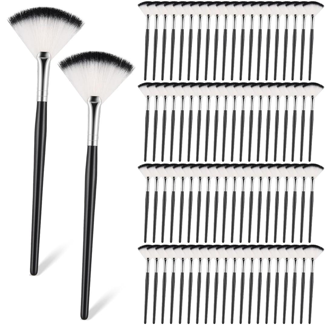 Maitys 100 Pieces Fan Facial Mask Brushes, Soft Blush Makeup Brush, Esthetician Brush, Mask Acid Applicator, White, 2.3x7.9 Inch