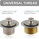 Tub Drain and Overflow Kit with Single Hole Overflow Faceplate, Welsan Universal Lift & Turn Bathtub Drain Kit with Fine/Coarse Thread Conversion Twist Trim Kit Assembly-Brushed Nickel