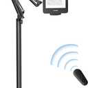 Kindle Floor Stand with Remote Page Turner, Tablet Stand with 11lb Stable Base, Adjustable Height Tablet Holder Mount, Compatible Kindles Tablets iPhones 4.7-12.9 inch