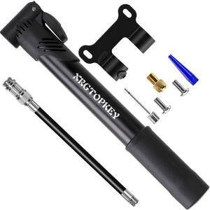 Bike Pump, Mini Bicycle Pump 100 PSI with Dual Valve Schrader Presta, Portable Bike Tire Inflator with Extension Hose & Mounting Bracket for Road Bike, Mountain Bike, Ball and Sports Equipment