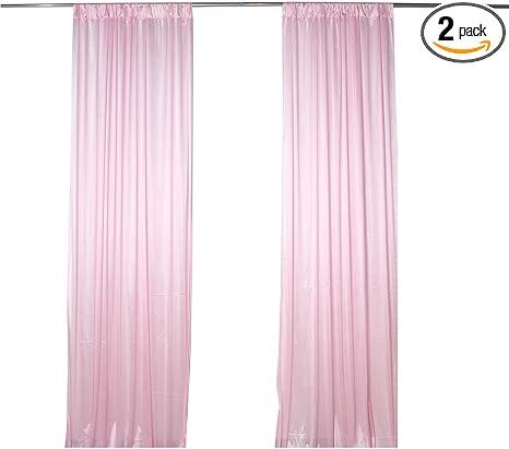J&V TEXTILES 2 Panels Solid Grommet Semi Sheer Faux Silk Window Curtain Drapes Treatment in 84" Length (Pink) Visit the J&V TEXTILES Store