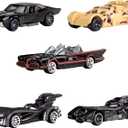 Hot Wheels 1:64 Scale Die-Cast Toy Cars, Set of 5 Batman 85th Anniversary Vehicles Featuring 5 Different Batmobile Replicas in Commemorative Packaging